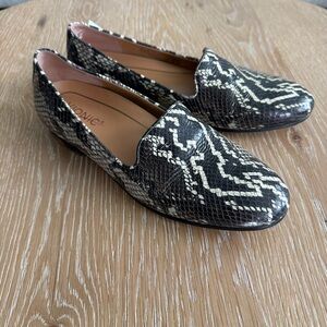 Vionic Black and Cream Snake-Print Slip-On Loafers